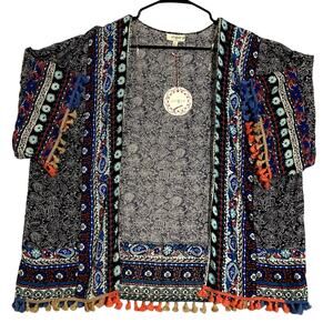 Umgee Open Front Cardigan Women's Medium/Large Floral Boho Lightweight